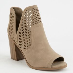 Soda Women's Tan Peep-Toe Ankle Booties